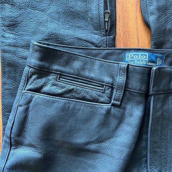 POLO Leather Pants Ralph Lauren Black Motorsport - Picture 8 of 12